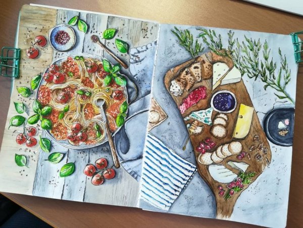 Рисунки для скетчбука еда