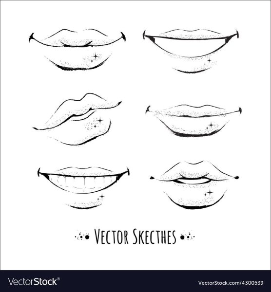 Губы с зубами для срисовки