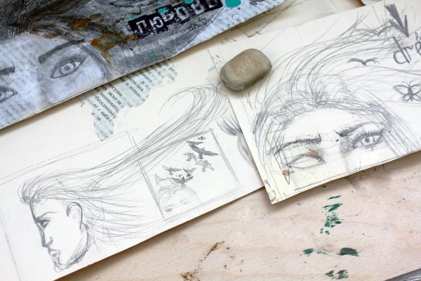 Коллаж из рисунков карандашом