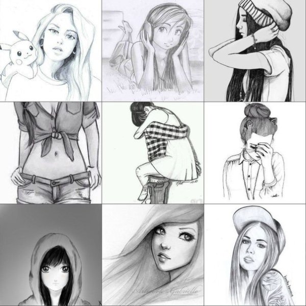 Коллаж рисунков для срисовки