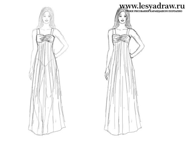 Поэтапное рисование платья