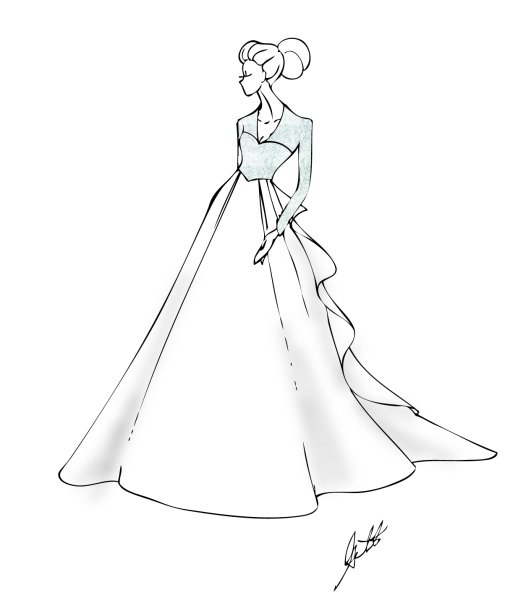 Девушка в платье рисунок легкий