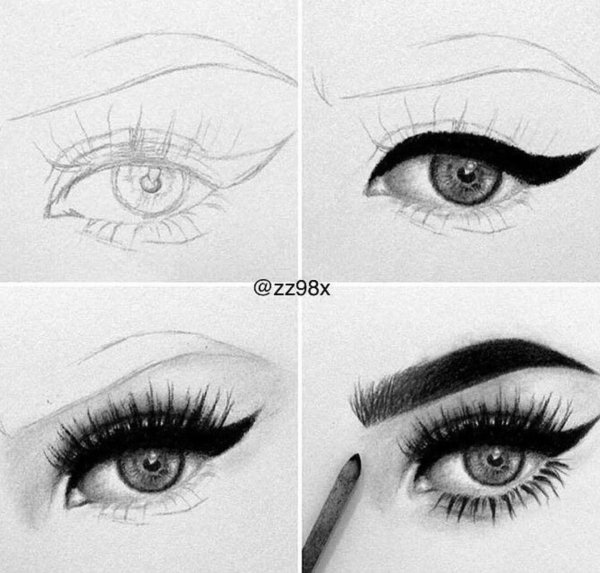 Скетчинг карандашом для начинающих глаз