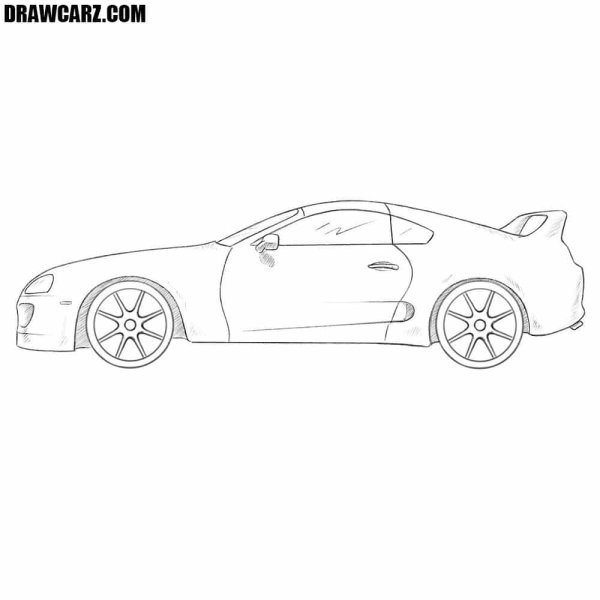 Nissan GTR сбоку рисунок