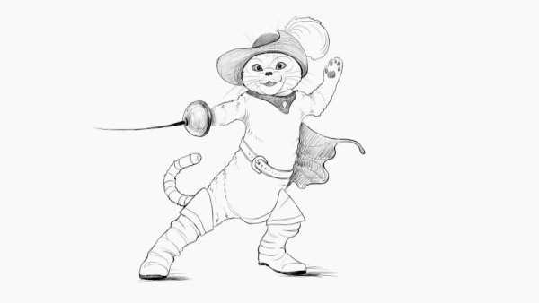 Кот в сапогах рисунок пошагово