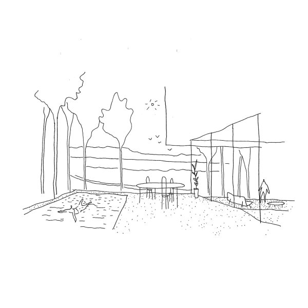 Графический эскиз ландшафтно-архитектурной композиции