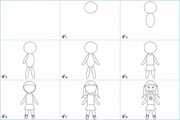 Девочка рисунок пошагово