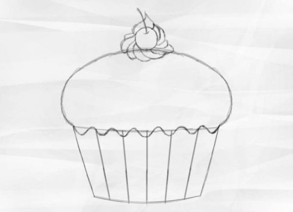 Поэтапное рисование кексика