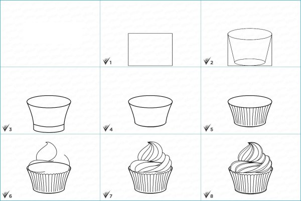 Поэтапное рисование кекса
