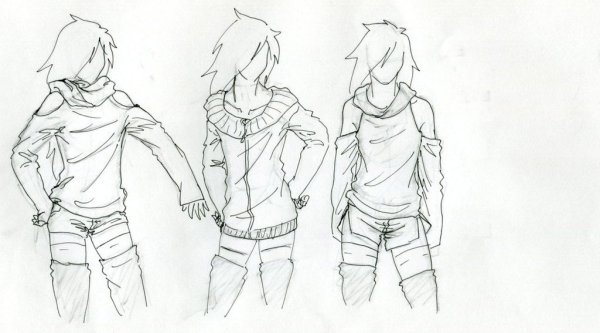 Одежда аниме карандашом