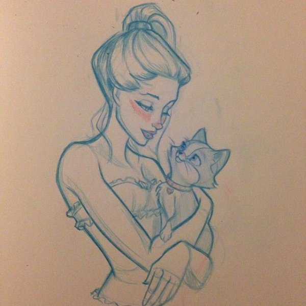 Девочки для рисования легкие с котом
