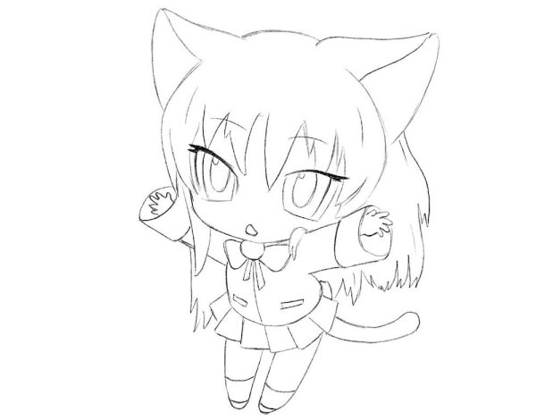 Раскраски аниме Чиби с ушками