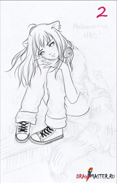 Рисунки для срисовки карандашом аниме девушки в полный рост