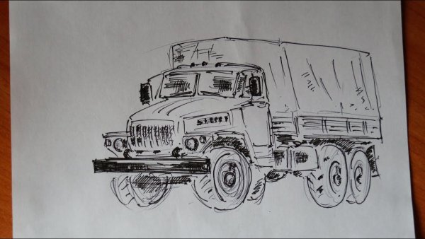 Урал 4320 рисунок карандашом