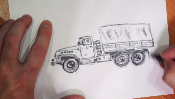 Урал 4320 рисунок карандашом