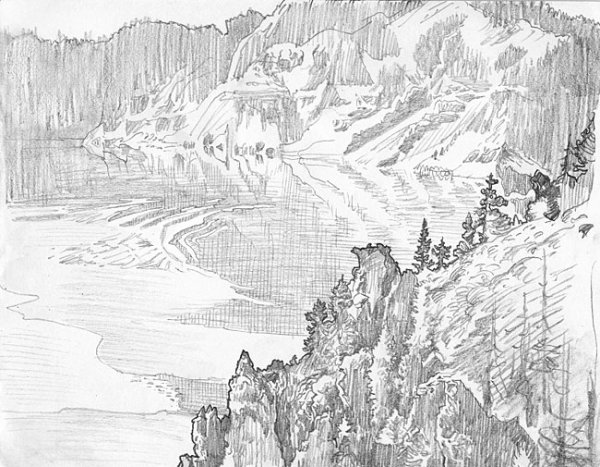 Озеро карандашом