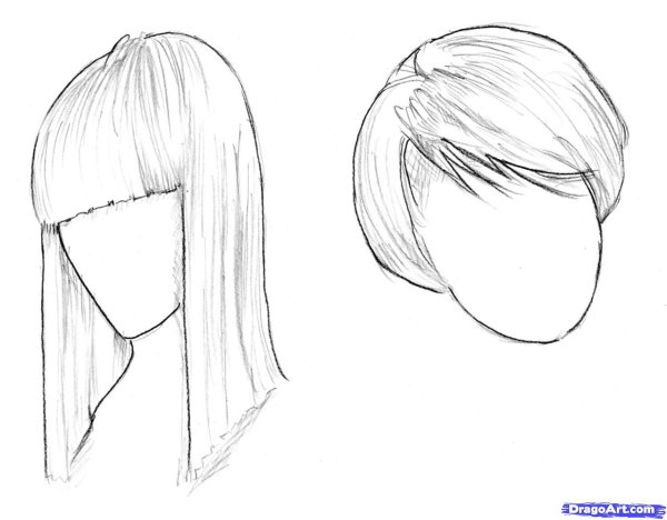 Поэтапное рисование волос карандашом