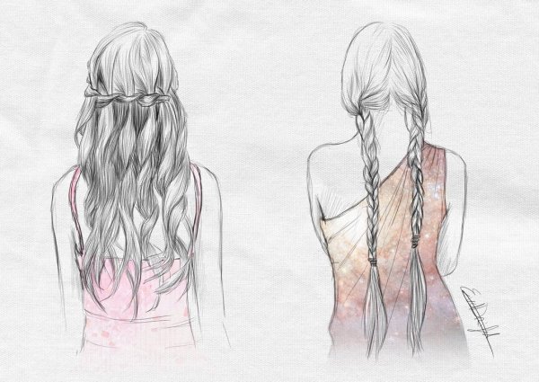 Девушка со спины рисунок
