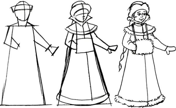 Снегурочка рисунок поэтапно