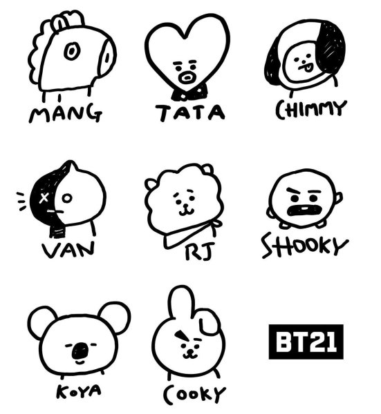 BTS игрушки bt21 имена