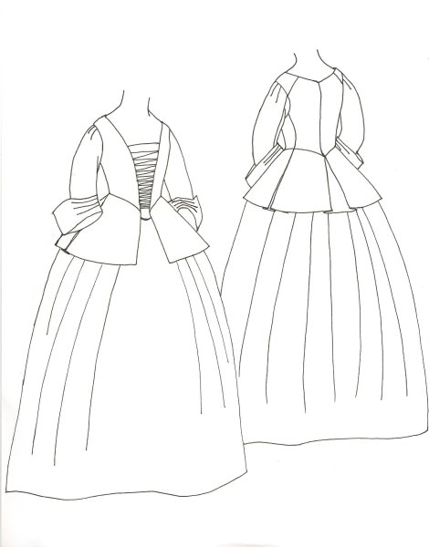 Девушка в бальном платье карандашом