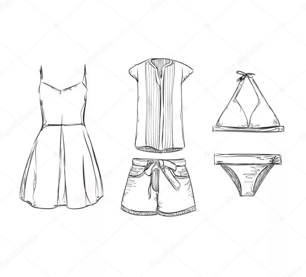 Летняя одежда карандашом
