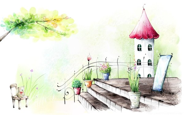 Акварельные рисунки сказочные