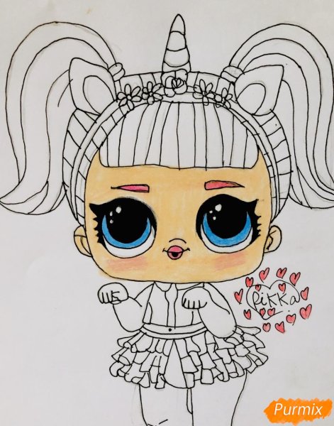 Кукла ЛОЛ карандашом