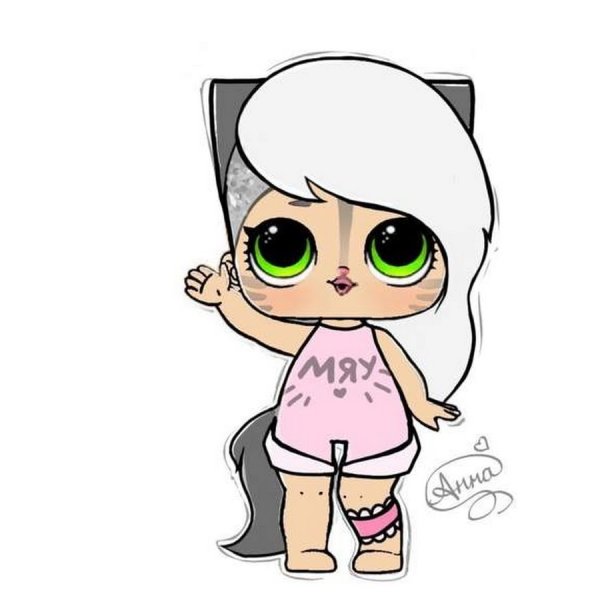 Кукла ЛОЛ рисунок для срисовки