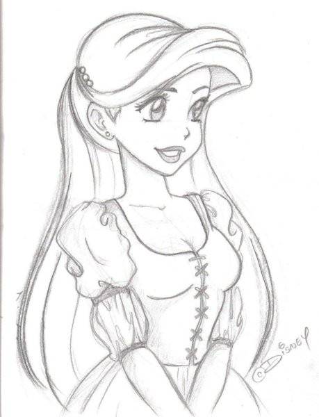 Принцессы для срисовки карандашом