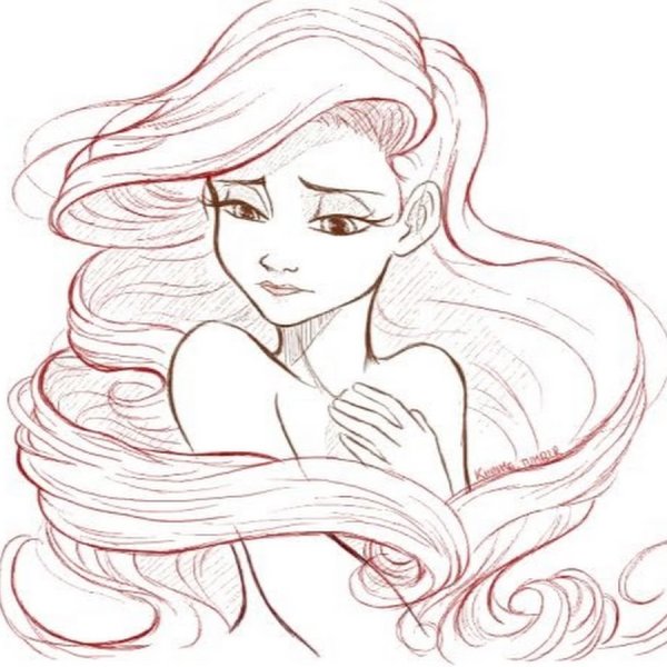 Портрет Ариэль карандашом