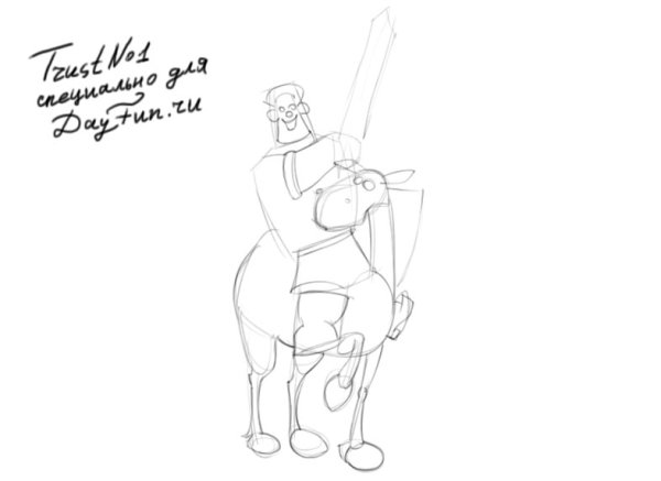 Алёша Попович рисунок карандашом богатырь