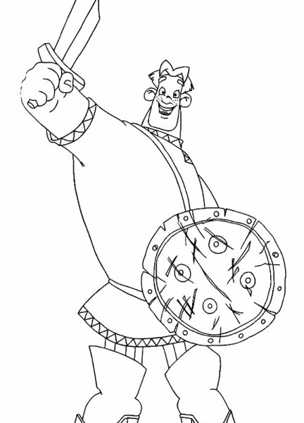 Раскраска богатырь Добрыня Никитич