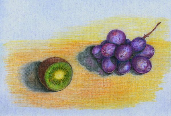 Рисование фруктов цветными карандашами