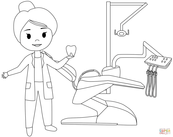 Раскраска стоматолог для детей