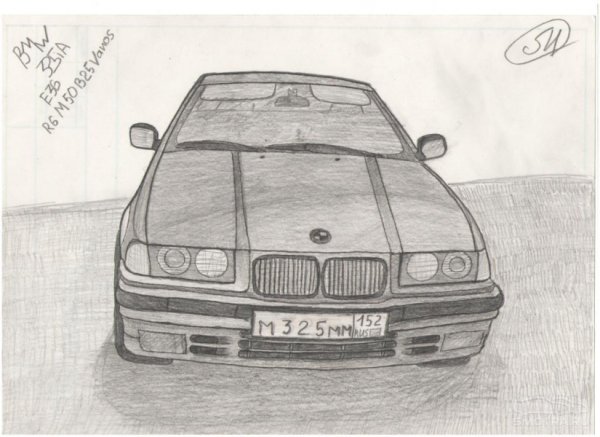 БМВ спереди нарисовать карандашом