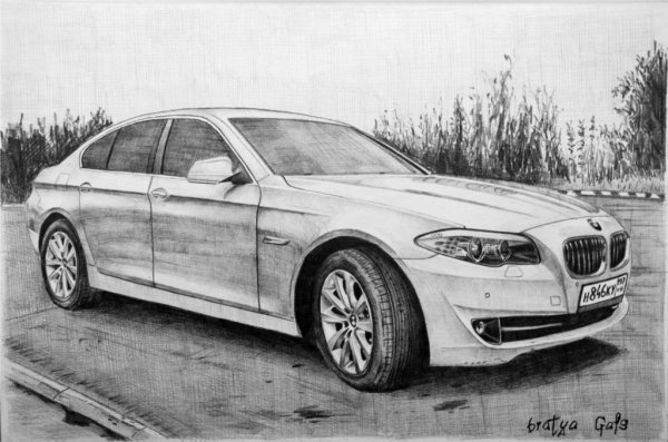 Рисунок машины карандашом