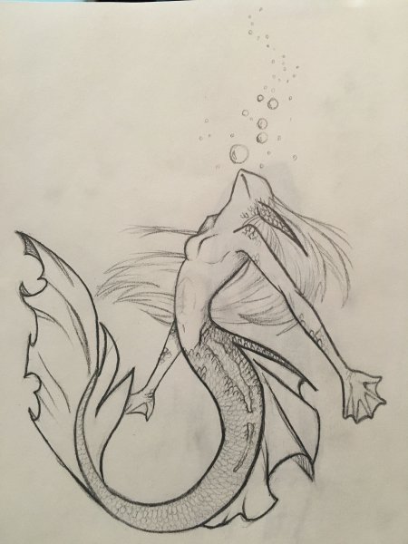 Русалка рисунок карандашом