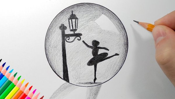 Рисунок в стеклянном шаре легко