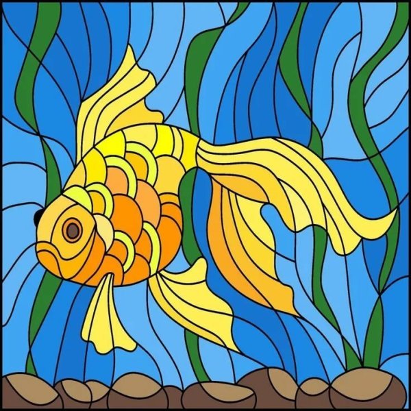 Витраж Золотая рыбка