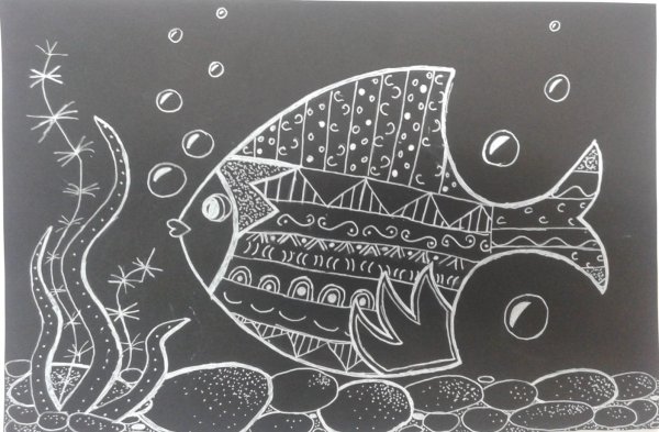 Рисование на черной бумаге гуашью