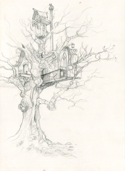 Домик простым карандашом