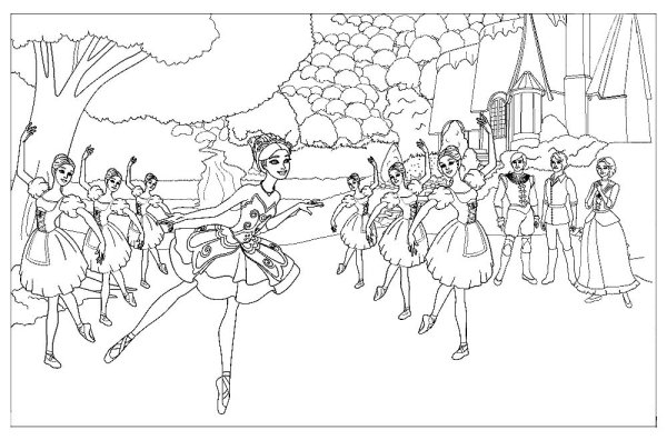 Разукрашка Барби балерина