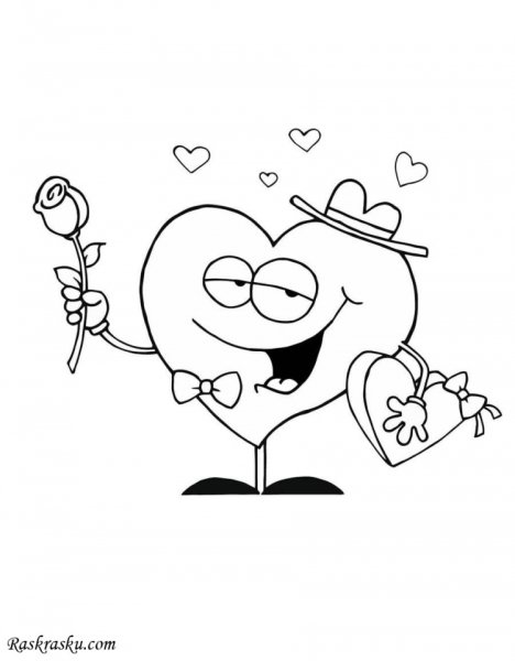Прикольные валентинки раскраски