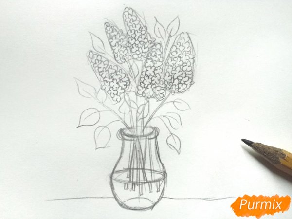 Рисунок вазы с цветами карандашом
