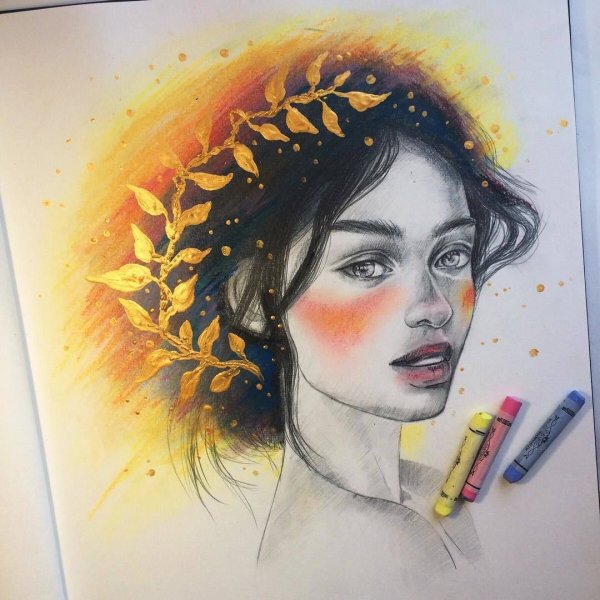 Скетчбук цветными карандашами