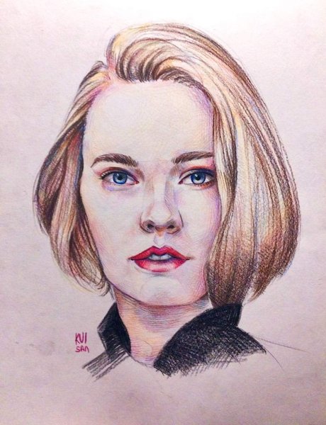 Портрет девушки цветными карандашами