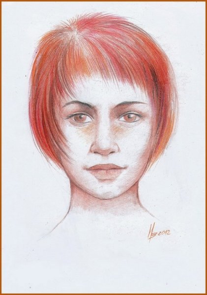 Лицо цветными карандашами