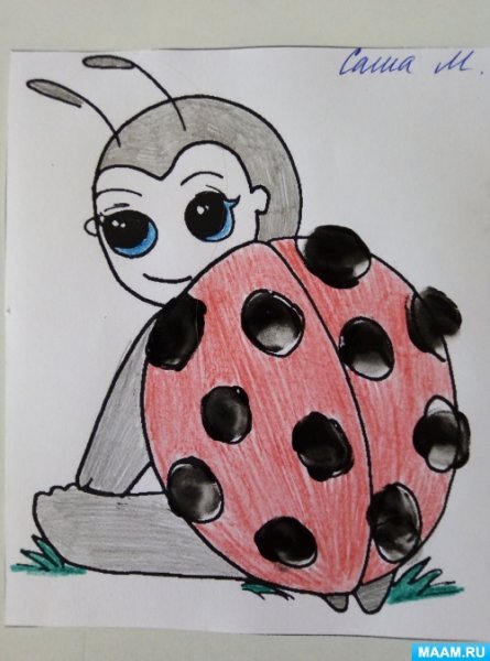 Божья коровка карандашом