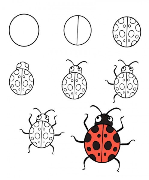 Рисование Божья коровка